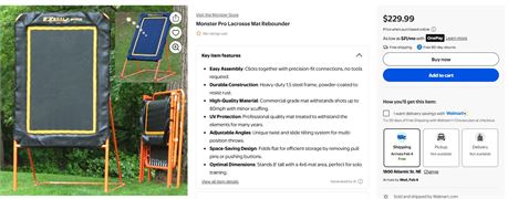 Monster Pro Lacrosse Mat Rebounder